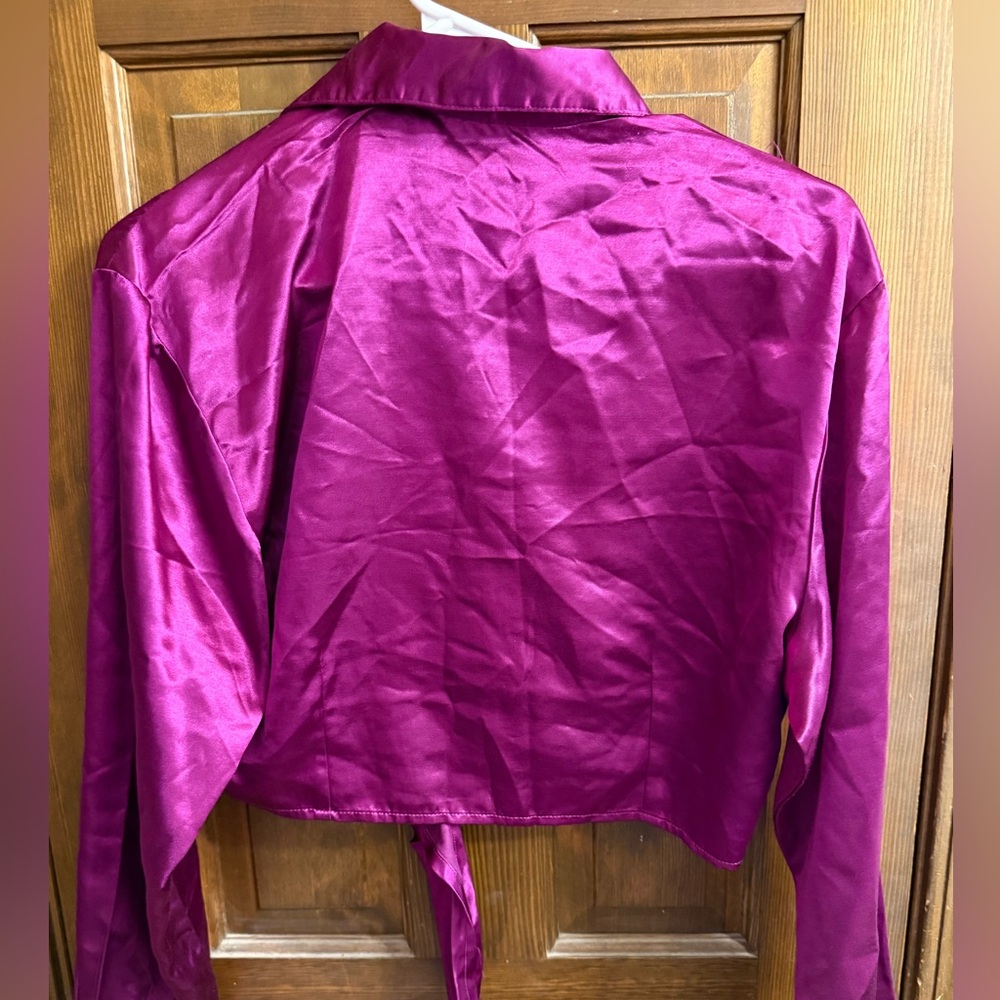 Vintage Wrangler cropped satin cowgirl shirt M EUC - Picture 2 of 3